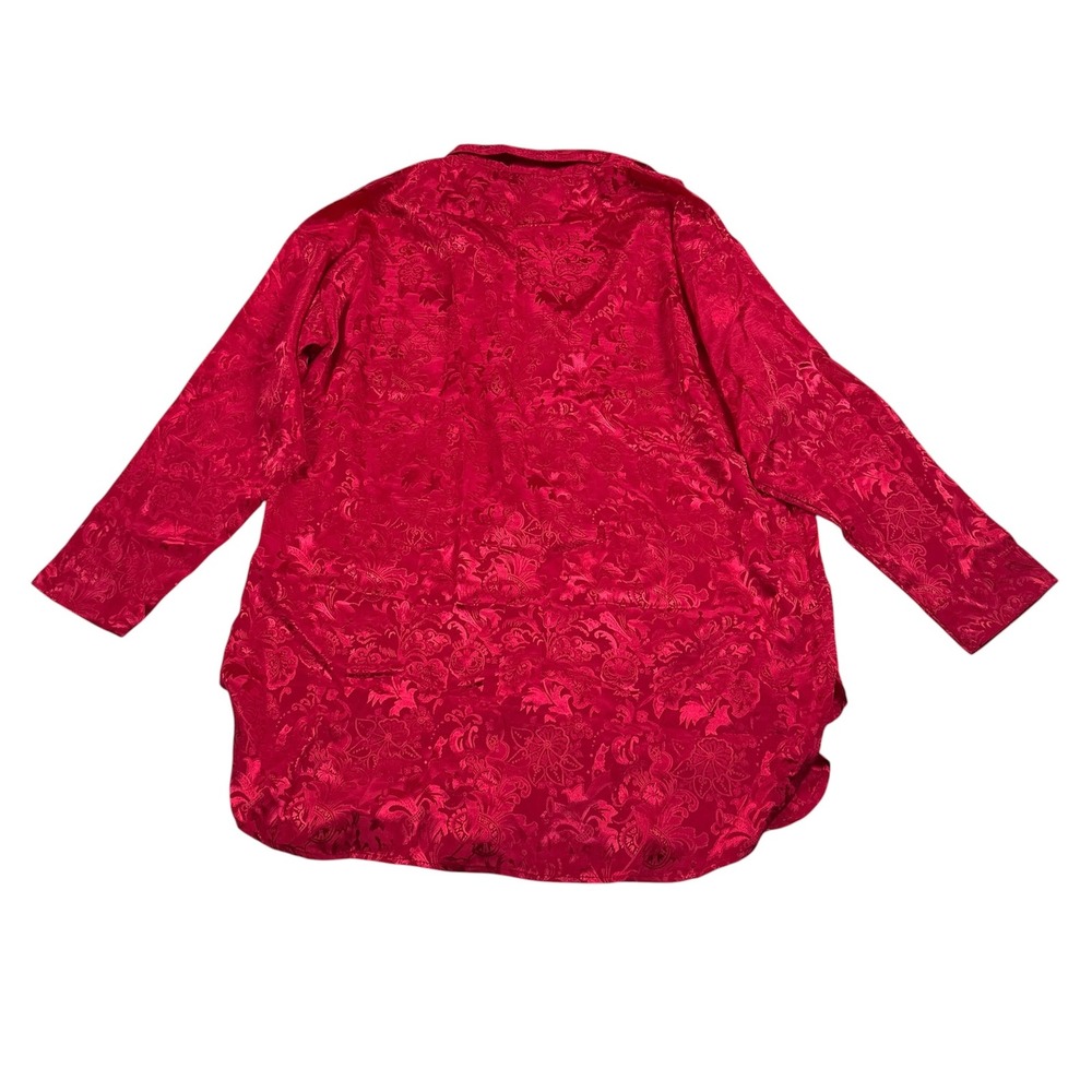 Victoria's Secret Pajama Top Womens P/S Red Jacquard Floral Button Up Vintage - Picture 3 of 10